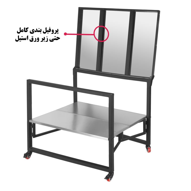 برای بزرگنمایی تصویر دوبار کلیک نمایید  میز سفری تاشو حیران مدل دو طبقه استیل سایز صفحه 50*70 سانتی متر